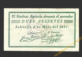 SOLIVELLA (Tarragona) 2 pessetes 2 de maig del 1937