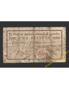 SOLIVELLA (Tarragona) 1 pesseta 2 de maig del 1937