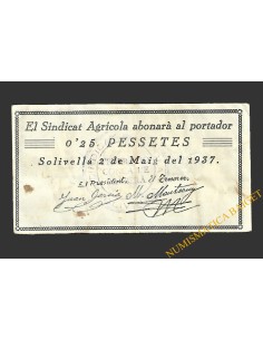 SOLIVELLA (Tarragona) 0'25 pessetes 2 de maig del 1937