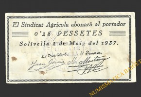 SOLIVELLA (Tarragona) 0'25 pessetes 2 de maig del 1937