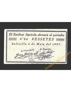 SOLIVELLA (Tarragona) 0'50 pessetes 2 de maig del 1937