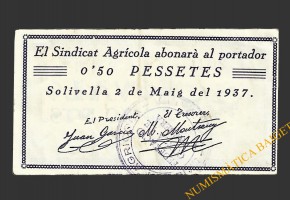 SOLIVELLA (Tarragona) 0'50 pessetes 2 de maig del 1937