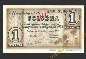SOLSONA (Lleida) 1 pesseta 1 de setembre del 1937