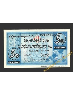 SOLSONA (Lleida) 50 cèntims 1 de setembre del 1937