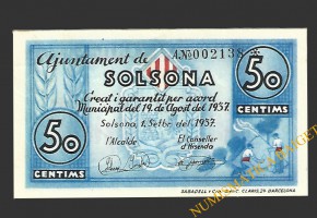SOLSONA (Lleida) 50 cèntims 1 de setembre del 1937