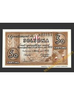 SOLSONA (Lleida) 50 cèntims 1 de desembre del 1937
