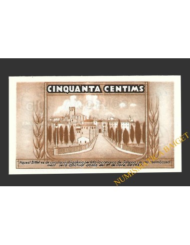 SOLSONA (Lleida) 50 cèntims 1 de desembre del 1937