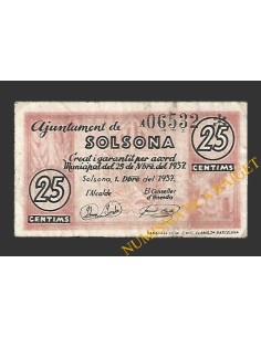 SOLSONA (Lleida) 25 cèntims 1 de desembre del 1937
