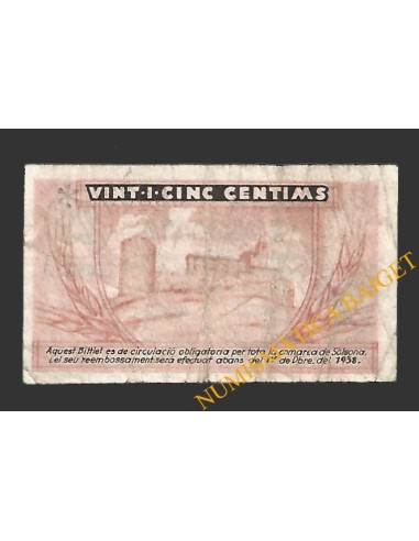 SOLSONA (Lleida) 25 cèntims 1 de desembre del 1937