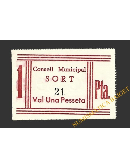 SORT (Lleida) 1 pesseta 1937 (2ª emissió)