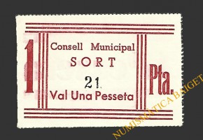 SORT (Lleida) 1 pesseta 1937 (2ª emissió)