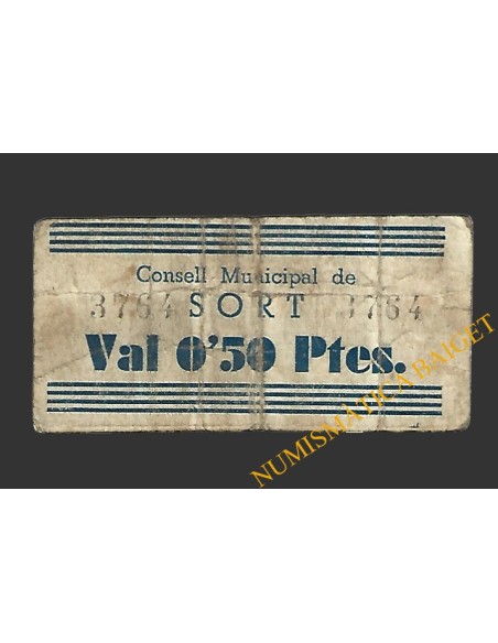 SORT (Lleida) 0'50 pessetes 1937 