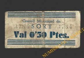 SORT (Lleida) 0'50 pessetes 1937 
