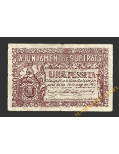 SUBIRATS (Barcelona)) 1 pesseta 16 de maig del 1937 