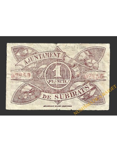 SUBIRATS (Barcelona)) 1 pesseta 16 de maig del 1937 