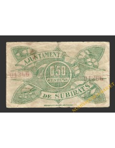 SUBIRATS (Barcelona)) 50 cèntims 16 de maig del 1937  2