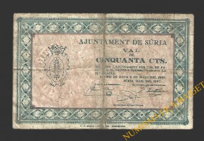 SÚRIA (Barcelona)) 50 cèntims 3 de maig del 1937 