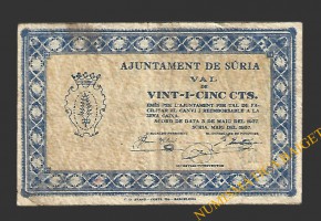 SÚRIA (Barcelona) 25 cèntims 3 de maig del 1937 
