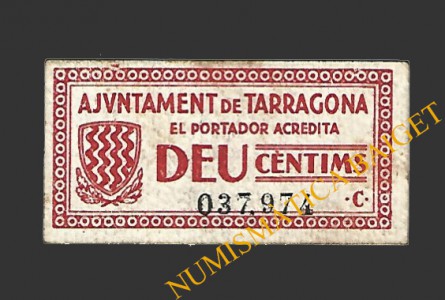 TARRAGONA 10 cèntims 4 de desembre del 1937 