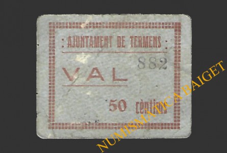 TÉRMENS (Lleida) 50 cèntims  1937 