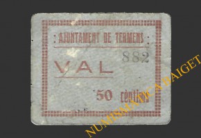 TÉRMENS (Lleida) 50 cèntims  1937 