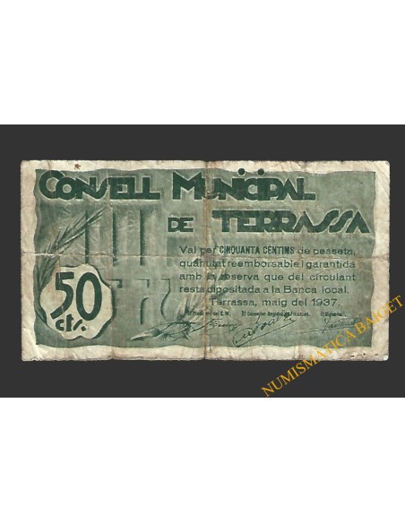 TERRASSA (Barcelona) 50 cèntims maig del 1937 