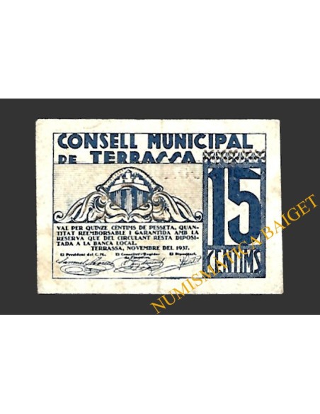 TERRASSA (Barcelona) 15 cèntims novembre del 1937 