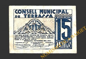 TERRASSA (Barcelona) 15 cèntims novembre del 1937 