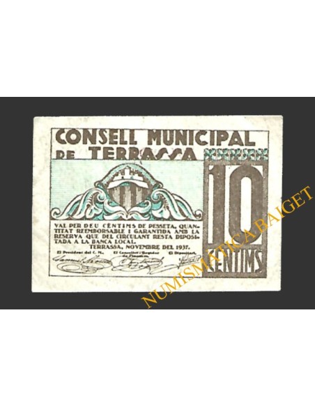 TERRASSA (Barcelona) 10 cèntims novembre del 1937 