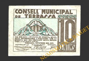 TERRASSA (Barcelona) 10 cèntims novembre del 1937 