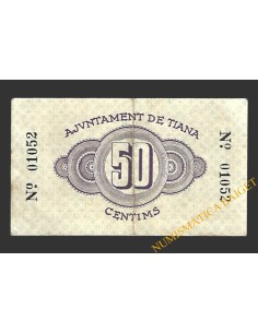 TIANA (Barcelona) 50 cèntims 1 de maig del 1937  2