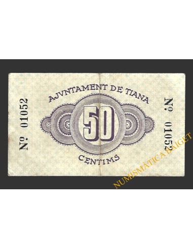 TIANA (Barcelona) 50 cèntims 1 de maig del 1937 