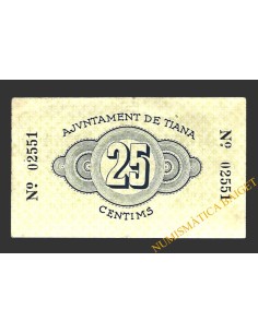TIANA (Barcelona) 25 cèntims 1 de maig del 1937  2