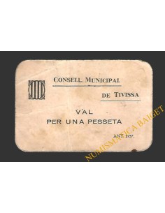 TIVISSA (Tarragona) 1 pesseta 1937 