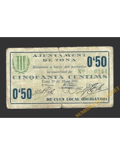 TONA (Barcelona) 50 cèntims 17 de maig del 1937 