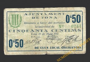 TONA (Barcelona) 50 cèntims 17 de maig del 1937 