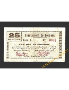 TORDERA (Barcelona) 25 cèntims 11 de maig del 1937 