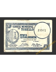 TORELLÓ (Barcelona) 1 pesseta maig del 1937 