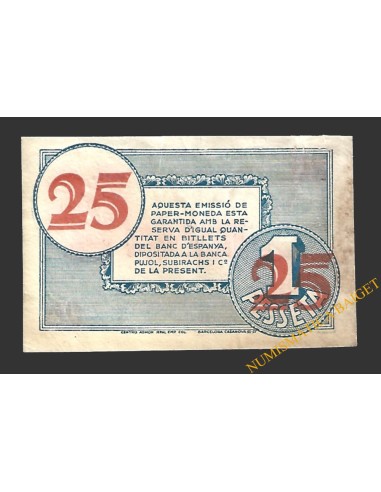 TORELLÓ (Barcelona) 25 cèntims maigl del 1937 