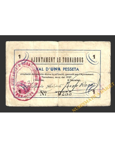 TORNABOUS (Lleida) 1 pesseta març del 1937 