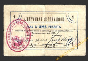 TORNABOUS (Lleida) 1 pesseta març del 1937 