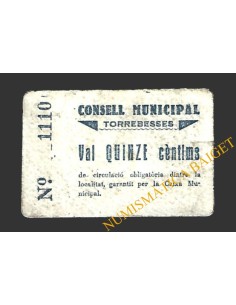 TORREBESSES (Lleida) 15 cèntims 1937 