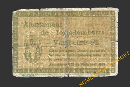 TORREDEMBARRA (Tarragona) 20 cèntims 20 de maig  del 1937 