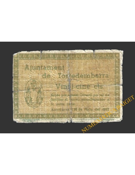TORREDEMBARRA (Tarragona) 20 cèntims 20 de maig  del 1937 