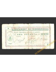 TORREGROSSA (Lleida) 1 pesseta juny  del 1937 