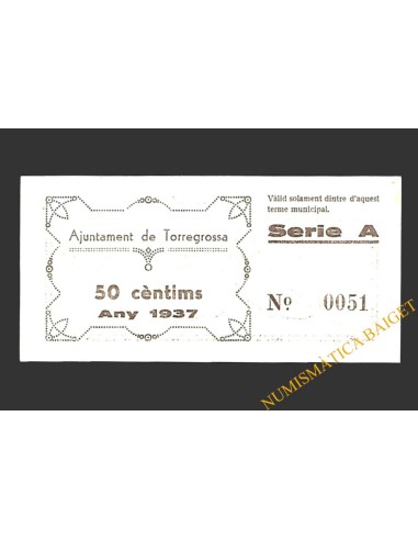 TORREGROSSA (Lleida) 50 cèntims juny  del 1937 