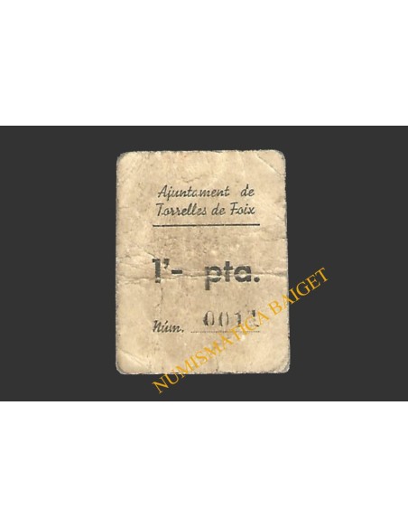 TORRELLES DE FOIX (Barcelona) 1 pesseta del 1937 