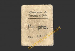 TORRELLES DE FOIX (Barcelona) 1 pesseta del 1937 