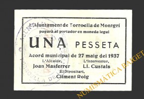 TORROELLA DE MONTGRÍ (Girona) 1 pesseta 27 de maig del 1937 