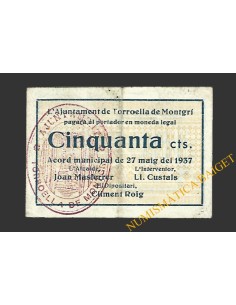 TORROELLA DE MONTGRÍ (Girona) 50 cèntims 27 de maig del 1937 